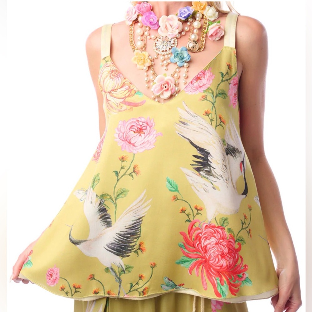 Aratta THE LEGEND OF THE CRANE Yellow Reversible Camisole NEW